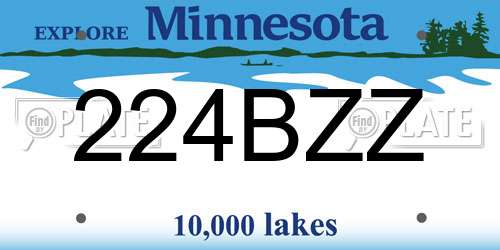 224BZZ Minnesota License Plate