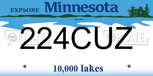 224CUZ Minnesota License Plate