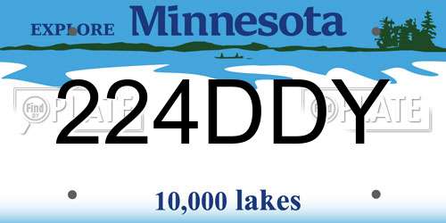 224DDY Minnesota License Plate