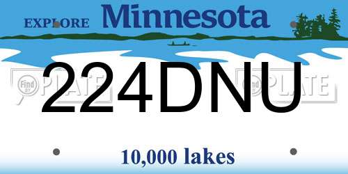 224DNU Minnesota License Plate