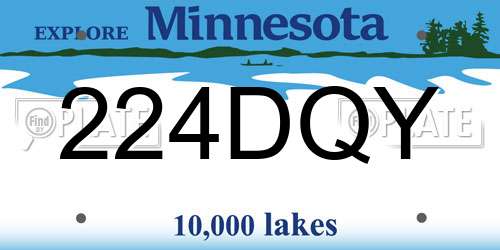 224DQY Minnesota License Plate
