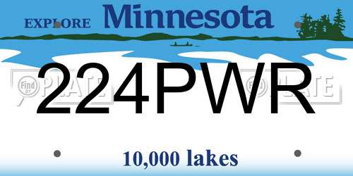 224PWR Minnesota License Plate