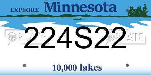 224S22 Minnesota License Plate