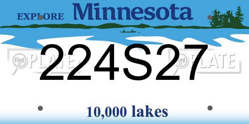 224S27 Minnesota License Plate