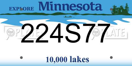 224S77 Minnesota License Plate