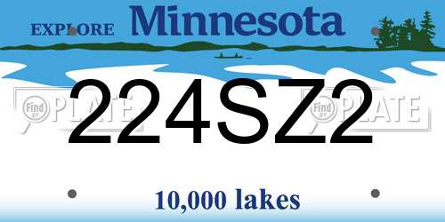 224SZ2 Minnesota License Plate