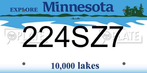 224SZ7 Minnesota License Plate