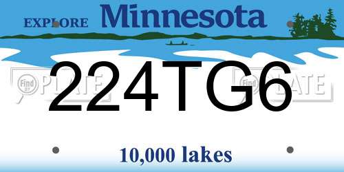 224TG6 Minnesota License Plate