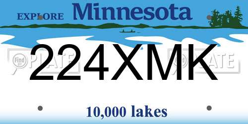 224XMK Minnesota License Plate