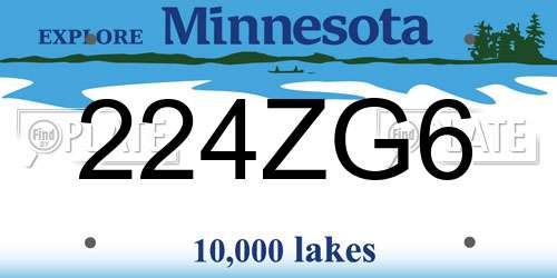224ZG6 Minnesota License Plate