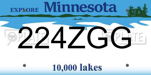 224ZGG Minnesota License Plate