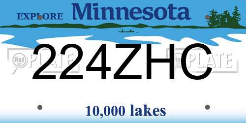 224ZHC Minnesota License Plate