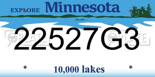 22527G3 Minnesota License Plate