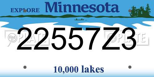 22557Z3 Minnesota License Plate