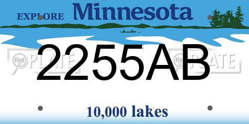 2255AB Minnesota License Plate