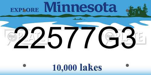 22577G3 Minnesota License Plate