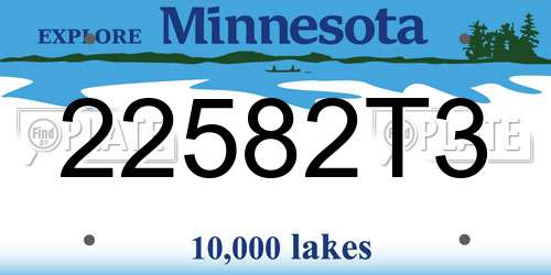 22582T3 Minnesota License Plate