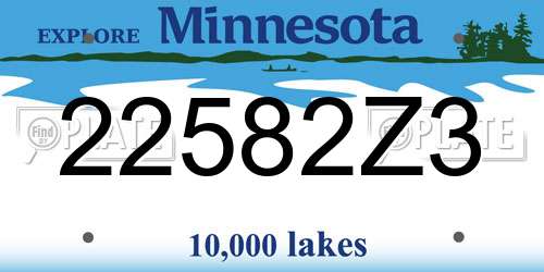 22582Z3 Minnesota License Plate