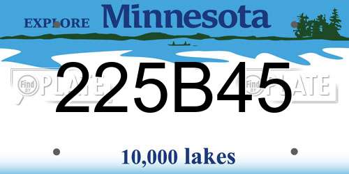 225B45 Minnesota License Plate