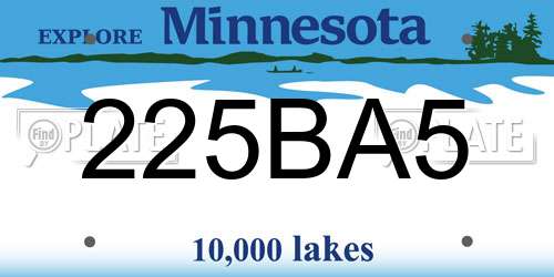 225BA5 Minnesota License Plate