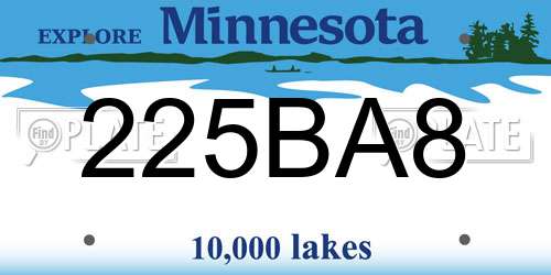 225BA8 Minnesota License Plate