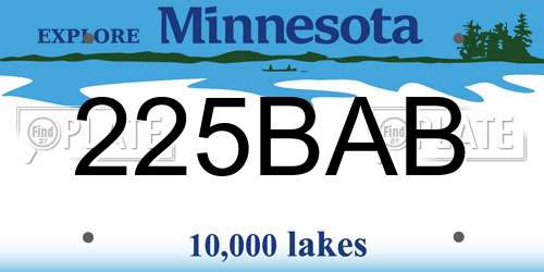 225BAB Minnesota License Plate