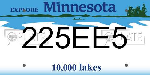225EE5 Minnesota License Plate
