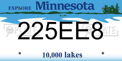 225EE8 Minnesota License Plate