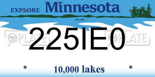 225IE0 Minnesota License Plate