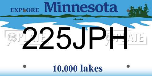 225JPH Minnesota License Plate