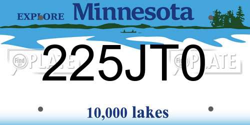 225JT0 Minnesota License Plate