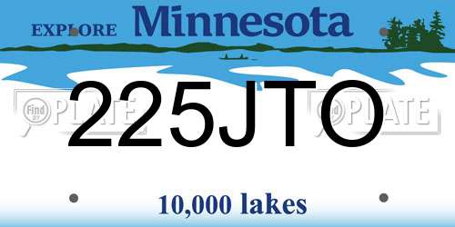 225JTO Minnesota License Plate