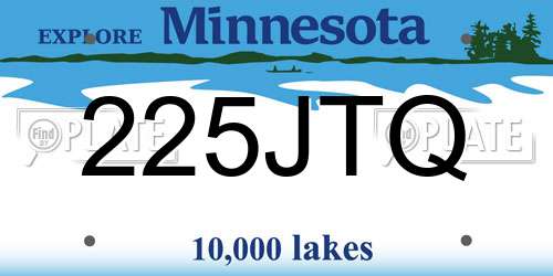 225JTQ Minnesota License Plate