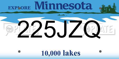225JZQ Minnesota License Plate