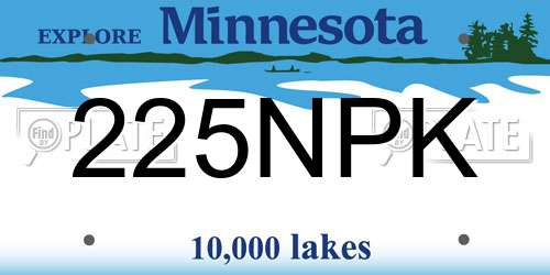 225NPK Minnesota License Plate