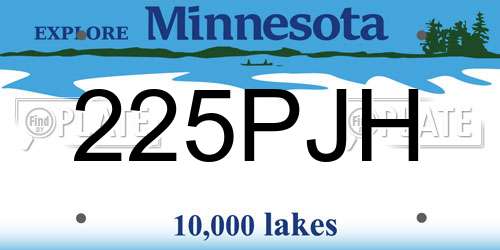 225PJH Minnesota License Plate
