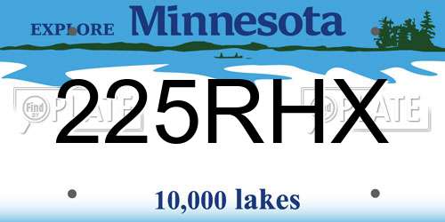 225RHX Minnesota License Plate