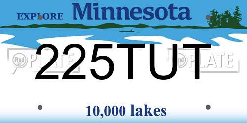 225TUT Minnesota License Plate