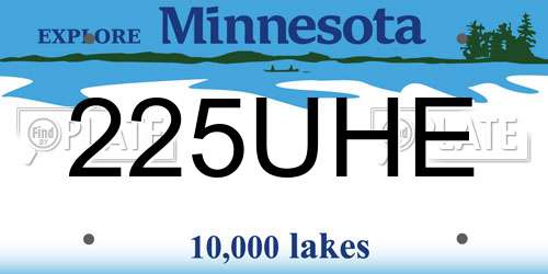 225UHE Minnesota License Plate