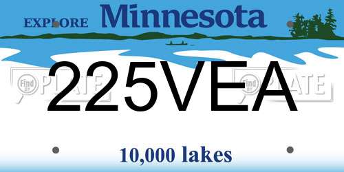 225VEA Minnesota License Plate