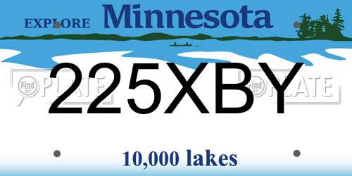 225XBY Minnesota License Plate