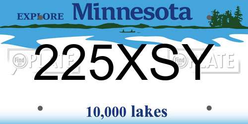 225XSY Minnesota License Plate