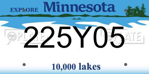 225Y05 Minnesota License Plate