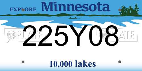 225Y08 Minnesota License Plate