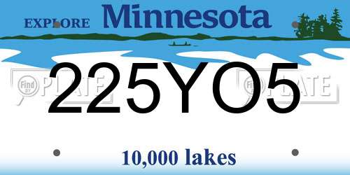 225YO5 Minnesota License Plate