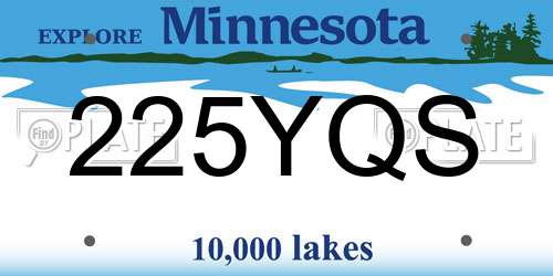 225YQS Minnesota License Plate