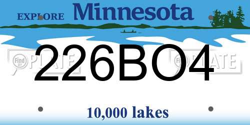 226BO4 Minnesota License Plate