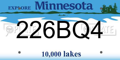 226BQ4 Minnesota License Plate