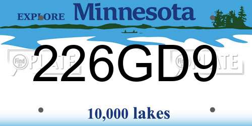 226GD9 Minnesota License Plate