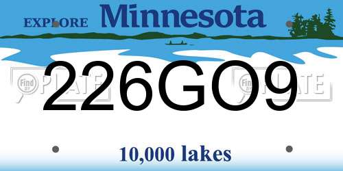 226GO9 Minnesota License Plate